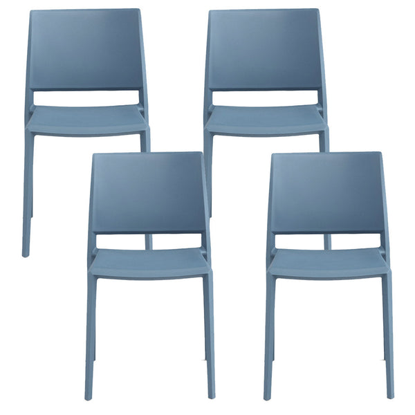 online Set 4 Sedie Impilabili 82x45x53 cm in Polipropilene e Fibra di Vetro Megan Avio