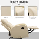 Poltrona Relax Reclinabile con Poggiapiedi in Similpelle Crema 
