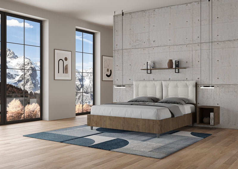 Letto Matrimoniale Struttura Noce con Cuscini in Similpelle Egos Annalisa Bianco Varie Misure