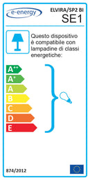 Sospensione 2xE27 Montatura Verniciata Bianco Oro Satinato E-Energy Elvira