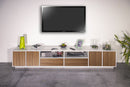 Mobile TV 4 Ante 2 Cassetti 260x41,4x46 cm Bloom Bianco Lucido e Noce