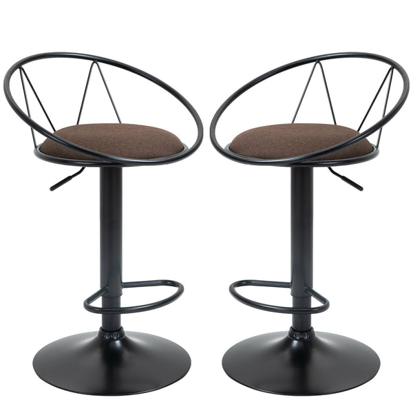 acquista Set 2 Sgabelli da Bar 51x46x78/100 cm in Metallo Nero e Marrone