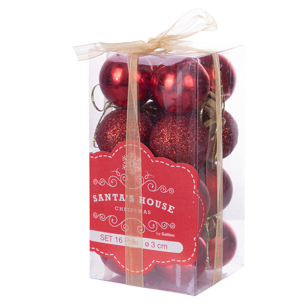 Set 16 Palle di Natale Ø3 cm in Plastica Rosso acquista