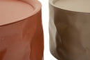 Tavolini da Caffè Norimberga Coppia Ø62x30 cm in Metallo Rosso e Bianco      