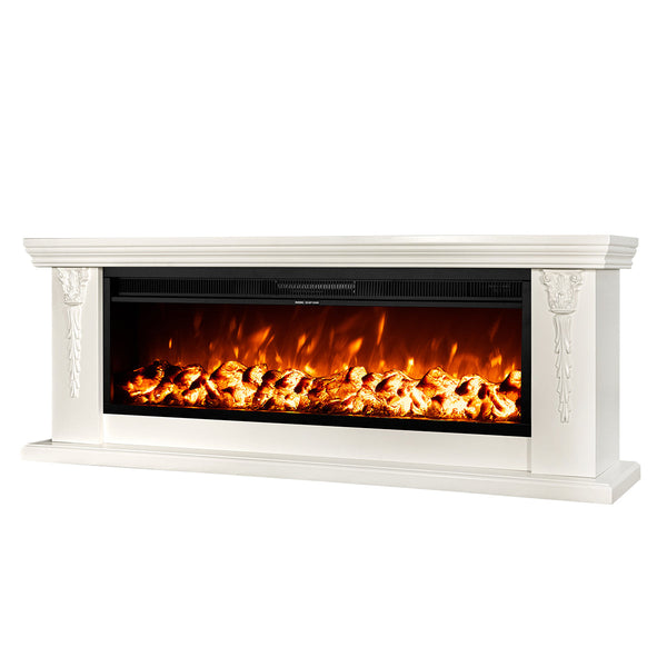 online Camino Elettrico da Pavimento 60x170x27 cm Effetto Fiamma 1500W Pandora & Tanzania Panna