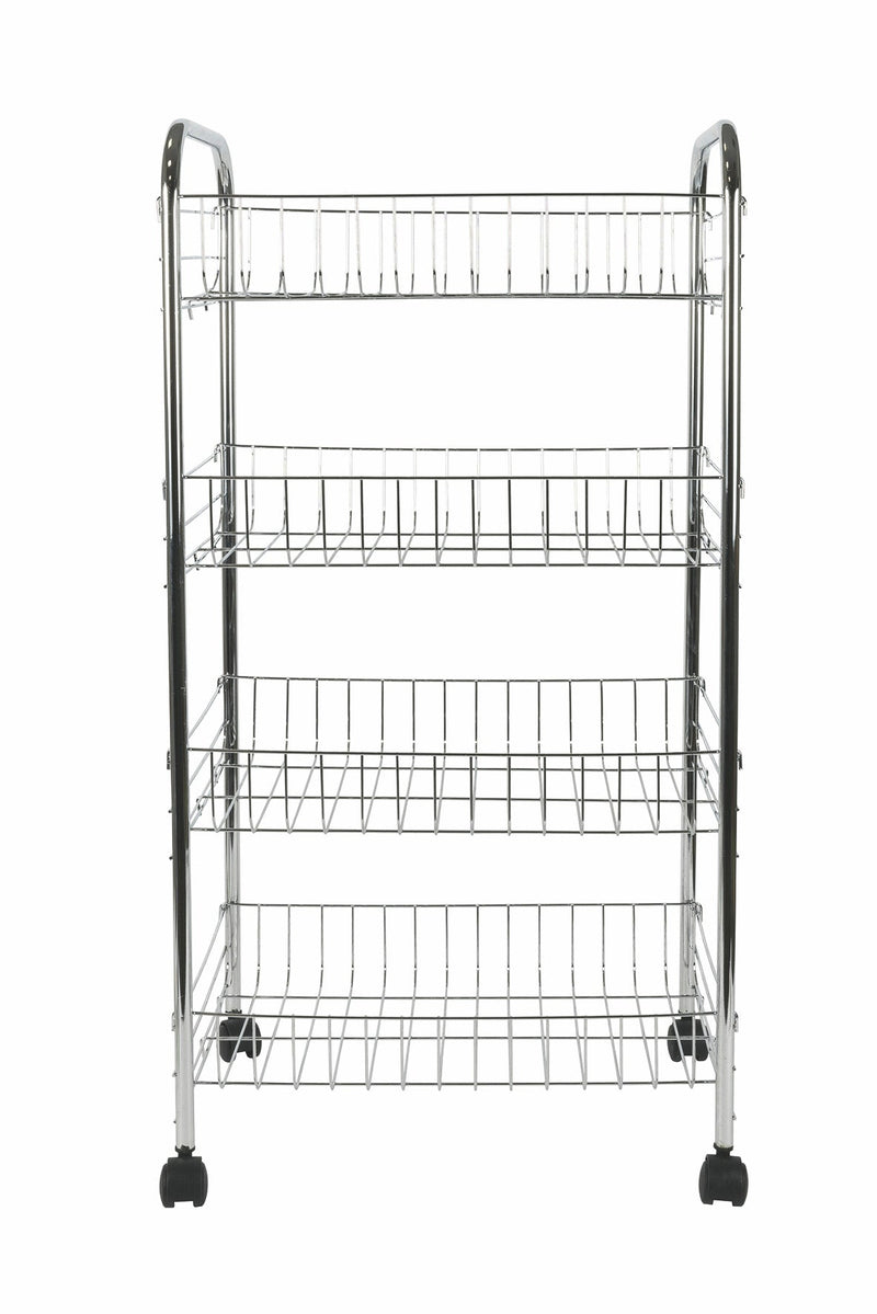 Carrello da Cucina 4 Ripiani 41x26,5x75 cm in Metallo Cromato