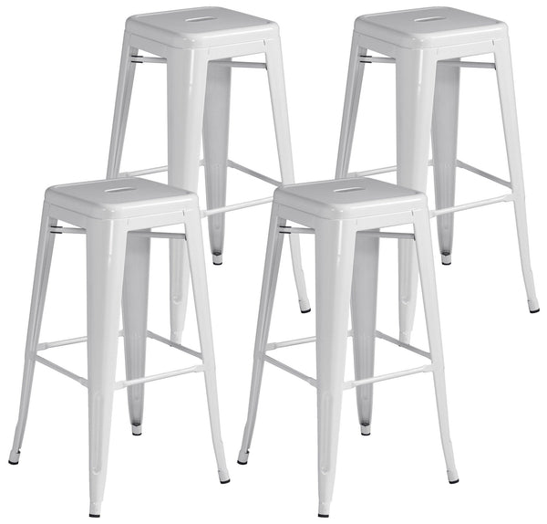Set 4 Sgabelli Impilabili 44x44x77 cm in Lamiera Galvanizzata Avorio acquista