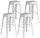 Set 4 Sgabelli Impilabili 44x44x77 cm in Lamiera Galvanizzata Avorio
