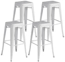 Set 4 Sgabelli Impilabili 44x44x77 cm in Lamiera Galvanizzata Avorio