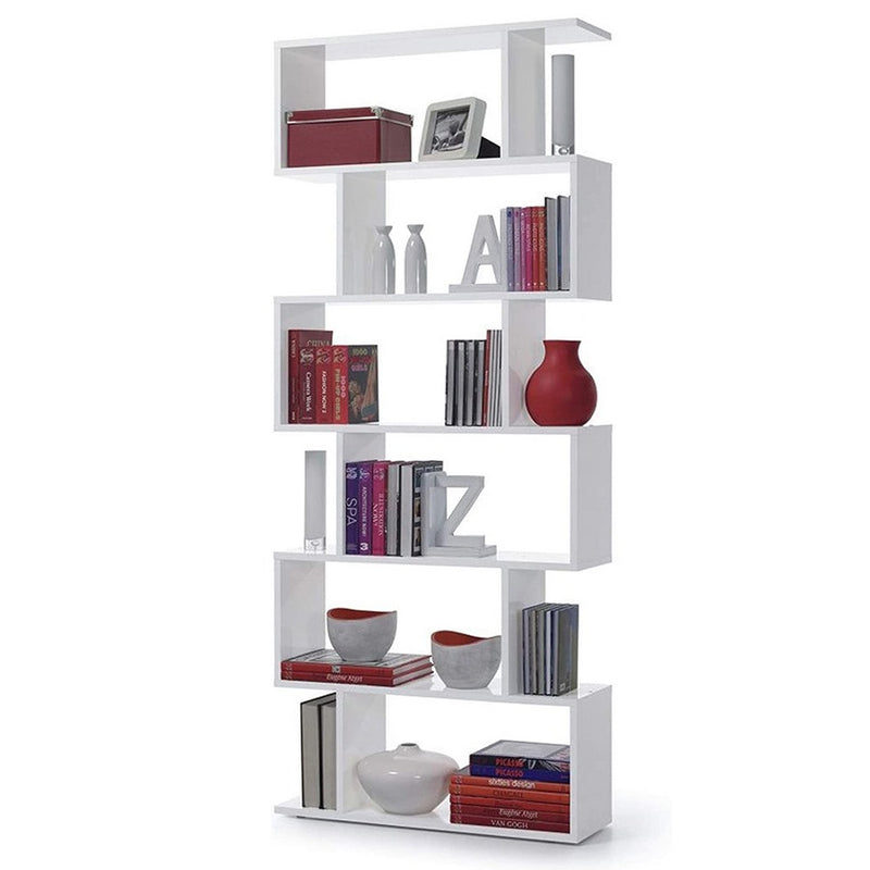 Libreria Moderna 6 Ripiani 80x192x25 cm in Legno Melaminico Bianco Opaco