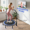 Mini Trampolino Fitness Ø114 cm Pieghevole con Manubrio Regolabile in Altezza Blu e Nero      