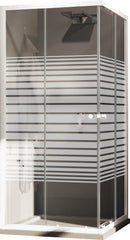 Box Doccia Angolare 2 Ante Scorrevoli in Cristallo Serigrafato 4mm H185 Fosterberg Tonder Bianco Varie Misure