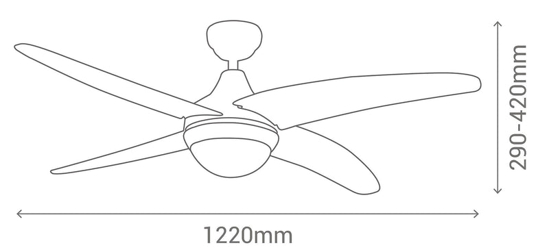 Ventilatore da Soffitto con 4 Pale e Lampada Ø122 cm 3 Velocità Sulion Fenix Bianco