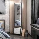 Mobile portagioie Elegante con cassetti e specchio girevole bianco