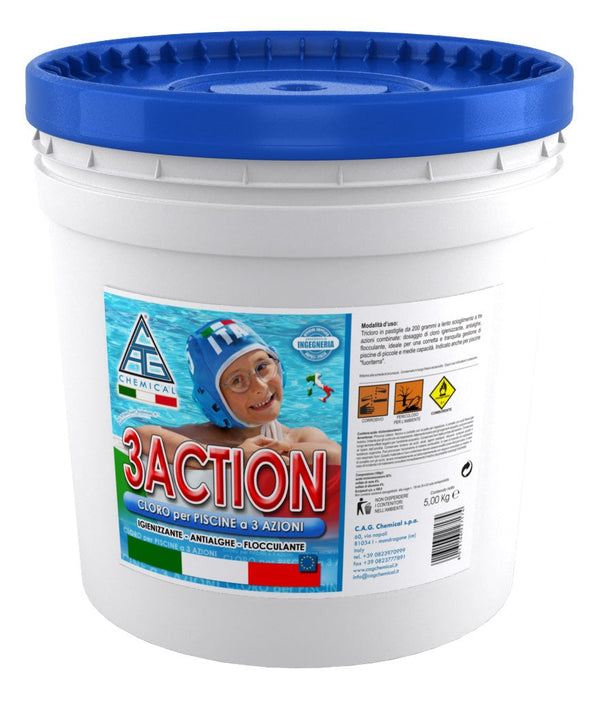 Cloro in Pastiglie da 200gr 3 Azioni Antialghe per Piscina 5 Kg Cag Chemical 3ACTION prezzo