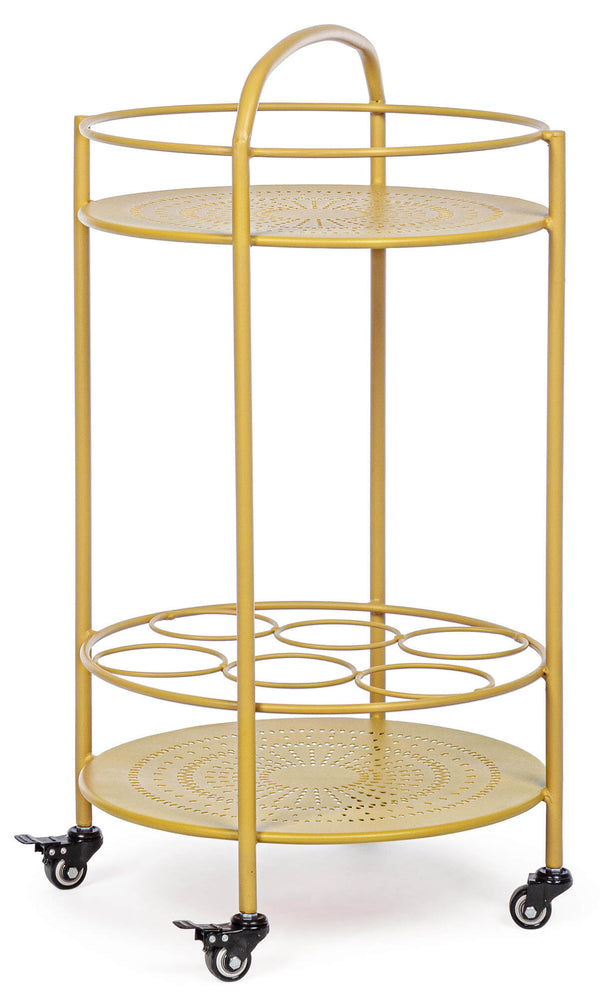 acquista Carrello da Cucina 45x81 cm con Portabottiglie e Ruote in Acciaio Ocra