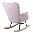 Poltrona Sedia Dondolo Relax Tessuto e Metallo Imbottita Design Moderno Rosa