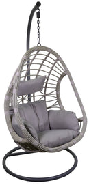 Amaca Dondolina da Giardino 95x95x19,3 cm in Polyrattan Lincoln Grigio