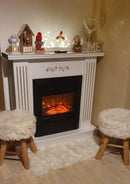 Camino Elettrico da Pavimento 90,5x94x26,5 cm Effetto Fiamma 2000W Smile & Cristina Bianco