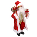Babbo natale in tessuto rosso e oro con regali cm xh45