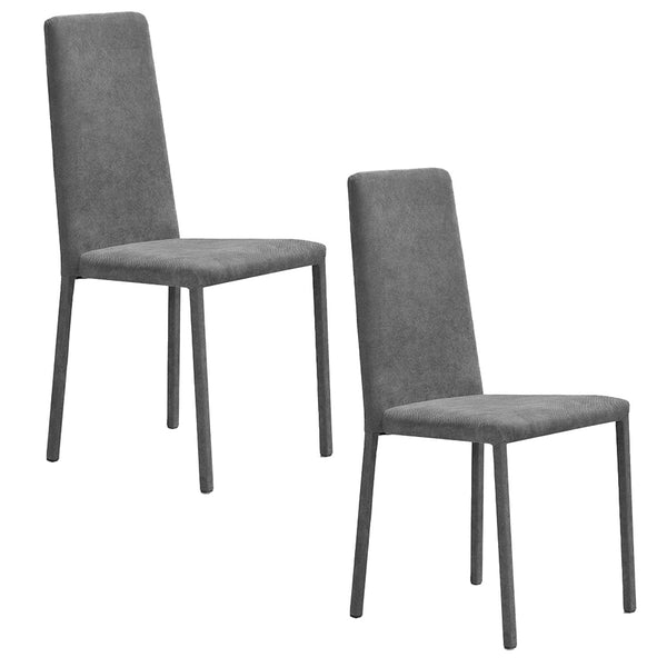 online Set 2 sedie Imbottite 45x52x91 cm In Tessuto Savoy Betty Plus Tortora