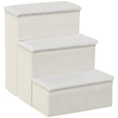 Scaletta per Cani e Gatti 3 Gradini Pieghevole e con Vano Contenitore 40x54x48 cm Bianco 