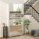 Scarpiera Salvaspazio Slim con Specchio e 4 Cassetti 24 Paia di Scarpe 76x26x178 cm Bianco 