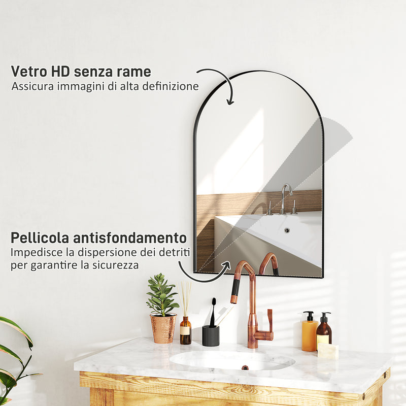 Specchio ad Arco 60x3x90 cm in Lega di Alluminio e Vetro Nero   