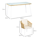 Set Tavolo con Top in Vetro 4 Sedie Impilabili da Giardino in Rattan PE e Alluminio Giallo-3