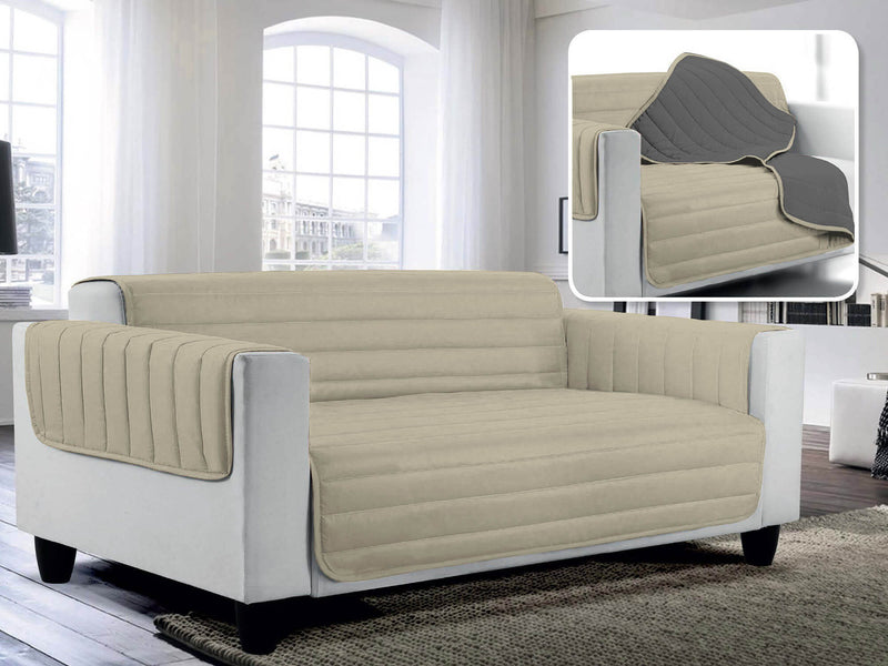 Copridivano Trapuntato Double Face in Microfibra Tortora e Grigio Scuro