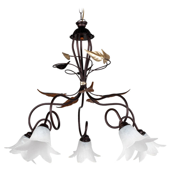 online Lampadario 5xE14 Montatura Marrone-Ramato Vetro Paglierino E-Energy Giorgia