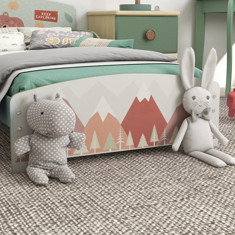 Struttura Letto Singolo per Bambini 77x143x60 cm con Bordi Rialzati e Doghe Verde  
