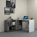 Scrivania Angolare Reversibile 140-210x60x74 cm Mia Cemento Bianco