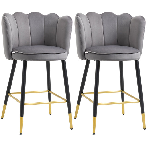 Set 2 Sgabelli 59x52x90 cm in Tessuto Poliestere Vellutato Grigio prezzo