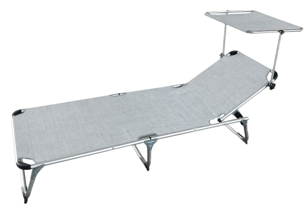 online Lettino Prendisole da Giardino Pieghevole con tettuccio in Acciaio e Textilene Grigio Melange