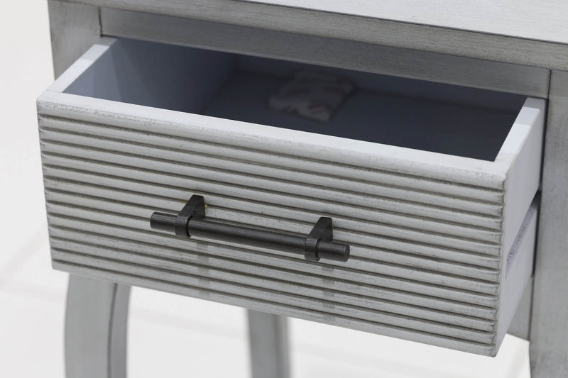 Comodino con Cassetto 35x35x69 cm in Legno Soriani Grigio Anticato