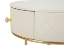 Comodino Toeletta con Puff Sharon Ø52x70 cm - Ø36x39 cm in Pino e MDF e Metallo e Plastica      