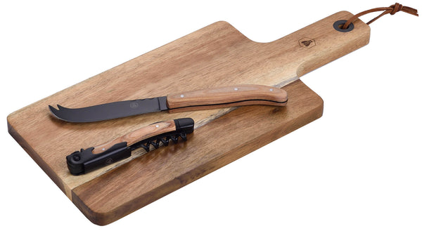 Set Vino e Formaggio 1 Coltello 1 Cavatappi 1 Tagliere Salumi in Legno prezzo