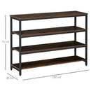 Scaffale 4 Ripiani 100x30x72 cm in Metallo e Legno  Marrone Rustico