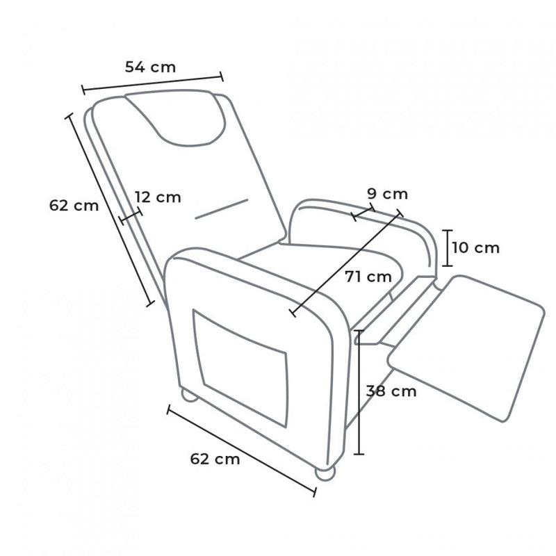Poltrona Relax Reclinabile Manuale 62x71x100 cm in Tessuto Grigio Scuro