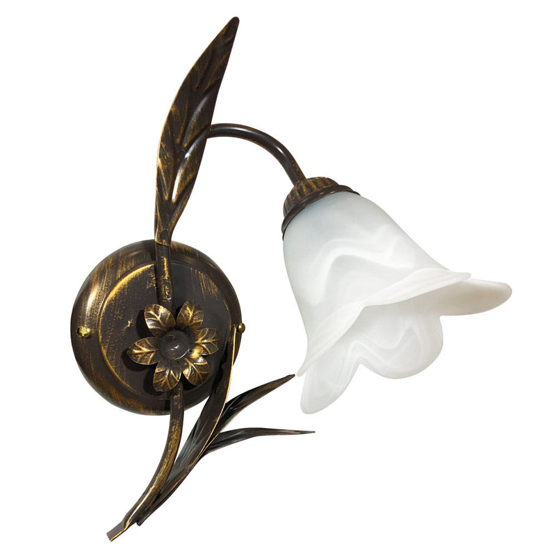 Applique 1xE14 Montatura Marrone Oro Vetro Spugnato Bianco E-Energy Amelia