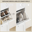Scarpiera Salvaspazio a 3 Cassetti per 18 Paia di Scarpe 60x23.5x115 cm Ripiani Regolabili in Legno Bianco  