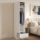 Armadio 40x52x170 cm Con Asta Appendiabiti e Cassetto Porta Abiti in Melamina Bianco      