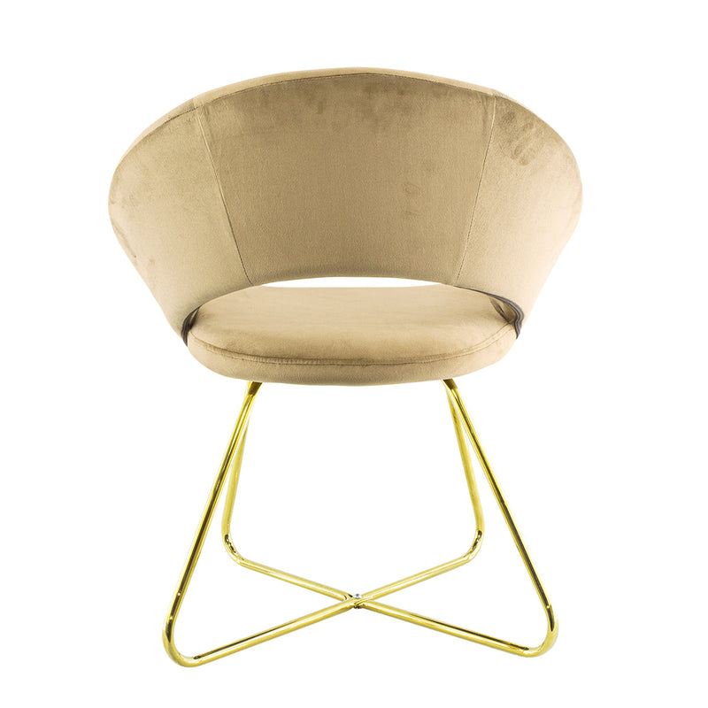 Poltroncina Vintage 66x65x68 cm in Tessuto Effetto Velluto Tortora