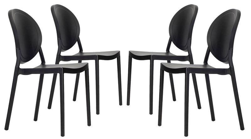 Set 4 Sedie da Giardino in Polipropilene Vandi Nere