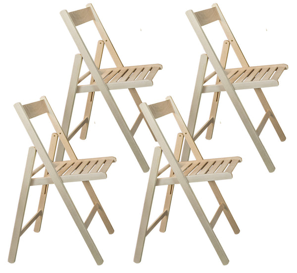 Set 4 Sedie Pieghevole 47,5x42,5x45/79 cm in Legno di Faggio FSC Grezza sconto