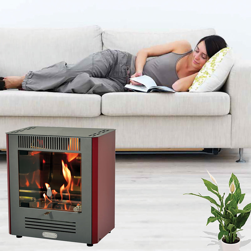 Stufa a Bioetanolo da Interno Mini Ruby 45x31x48,5 cm 2300W 1,5L Fiamma Statica Bordeaux 