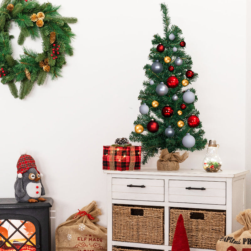 Mini Albero di Natale Artificiale H120 cm con Base Juta XMas Verde