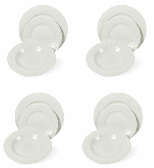 sconto Servizio Piatti 12 Pezzi in New Bone China Bianchi