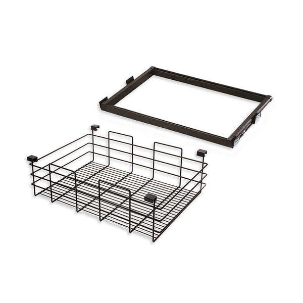 Kit Cesto in Filo Metallico con Guide Regolabile Modulo di 600 mm Acciaio e Alluminio Moka Emuca sconto